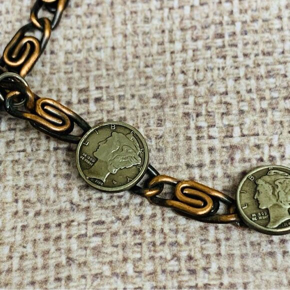 ‎VTG Copper Mercury Dime Bracelet - Picture 2 of 4